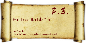 Putics Balázs névjegykártya